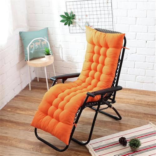 Mateju Cojín para Tumbona de Jardín, Suave Cómodo Cojín Reclinable Colchoneta para Tumbonas, Ideal para Exterior Sillas Balcón Playa Terraza -8 Colores (Amarillo,53x160cm)