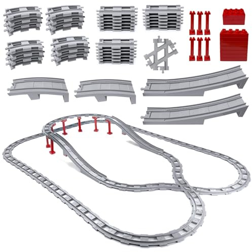 Set Binari 67 Pezzi - Binari Ferrovia City con Dritti, Curvi e Incroci - Giocattolo Ferroviario dai 2 Anni - Gioco Educativo Regalo per Bambini e Bambine