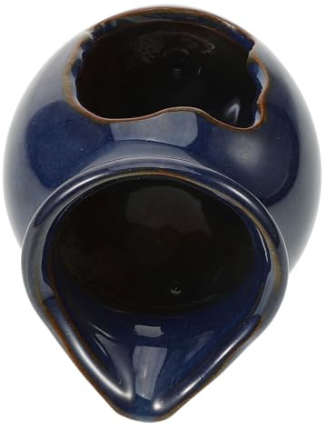 Kichvoe Pot Cascade en Céramique Bleu Petit Modèle, Fontaine à Eau De Jardin Et Intérieur, Décoration Écologique pour Bassin à Poissons, Bocal à Cascade sans Pompe, Ambiance Zen en Extérieur