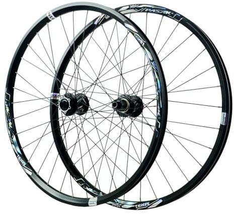LSRRYD Mountainbike Vorder- Und Hinterrad 26 27,5 29 Steckachse Laufradsatz 110 * 20/142 * 12mm, Aluminiumlegierung Doppelwandige Felge Für 7-12-Gang-Kassette, Scheibenbremse(29 Black,1 Pair)