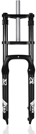 HZXQCVB 20/26Zoll Fat Fork Schnellspanner Öl-Gabel 1-1/8'' Gerades Rohr Scheibenbremse Doppelte Schulter 4,0 Reifen Fahrradgabel Für Snow Beach Bike Federweg 140mm(20IN)