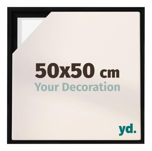 yd. Schattenfugenrahmen 50x50 Schwarz Matt - Rahmen für Leinwand - Holz Lyon