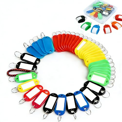 60 Pièces Porte Clef PE,Attache Porte Clé en Plastique Flexible,Étiquettes Clés avec Keychain,5 Couleurs,en Quantités Aléatoires (5.7x2.2cm)
