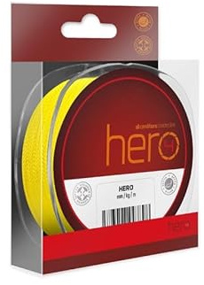 HERO geflochtene Angelschnur 4-fach Braid Line Fluo-Gelb, 0,12–0,40 mm, 117m/300m – Ultra-starke 4-Faser PE-Schnur mit Null-Dehnung, glatter Oberfläche & hoher Tragkraft für vielseitige Angeltechniken