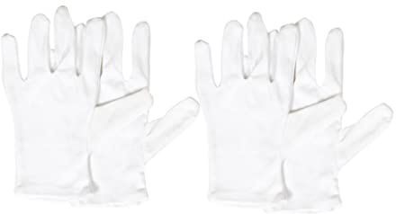 Uanqfegy Guantes de trabajo de algodón blanco, 2 pares de guantes con forro elástico para joyería, manipulación de disfraces, inspección y arte, ajuste cómodo