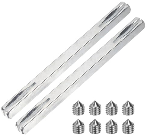 sourcing map 2 Pcs Door Knob Spindle, 120mm Long Spare Door Handle Spindle Bar with Hex Screws, Square Doors Handle Parts Lock Replacement Part for Furniture Assembly, DIY Projects, Silver Tone