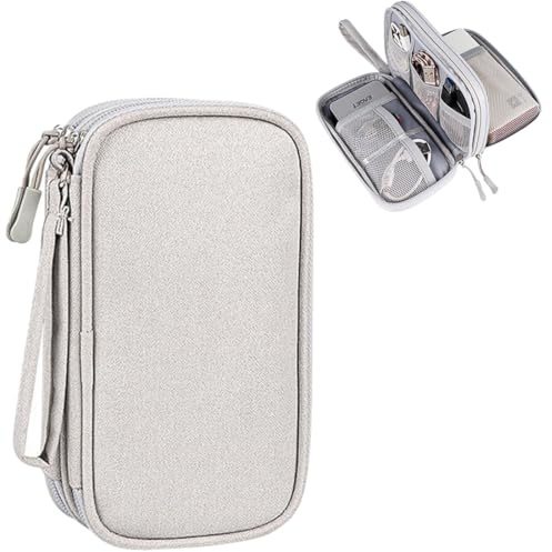 COYUN Porta Cavi da Viaggio a 3 Strati, Accessori Utili, Borsa Organizer Tech Pouch Custodia Portatile per Cavi, Carte, Caricatori, Cuffie - Gadget Tech Utile per Viaggio e Zaino(Grigio)