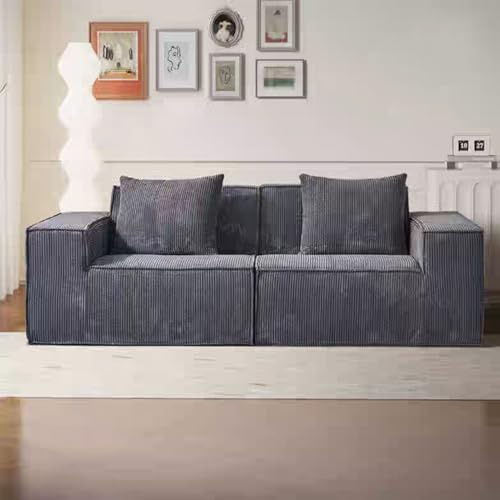 Sofasitzsack mit hoher Rückenlehne und breiterer Armlehne, Schaumstoff-Couch ohne Knochen für kleine Räume, bequeme pelzige Sofas mit Kissen, Wohnzimmer, Dreisitzer