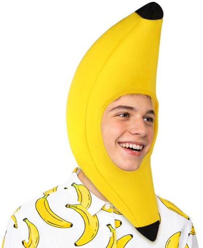 AYBUY Bananen Hut, Bananen Kostüm, Lustige Kopfbedeckung für Damen und Herren, Lustiger Hut für Karneval, Feste, Cosplay-Kopfbedeckung, Themenparty, Foto-Requisiten, Halloween