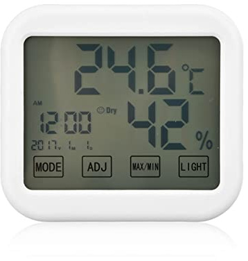 Toeponeer, Digital Hygrometer Thermometer for Home Use, Touch Screen Control, Night Light, Alarm Clock, °C/°F Switch, Humidity Monitor, Indoor Room Thermometer