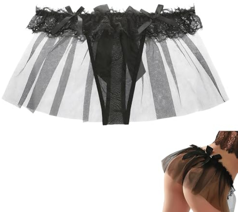 GXGM String Femme Slip Sexy Dentelle Tanga Sexy Femme érotique String Ouvert Culotte Tulle Transparent Taille Basse Noeud Nuisette Respirant Zero Feel Slip Femelle Hipster Pantys