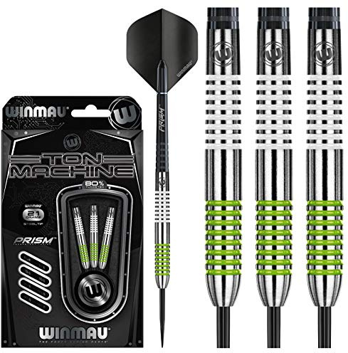 WINMAU Ton Machine 21g Profi Wolfram Steeltip Dartpfeile Set mit Flights und Schäfte