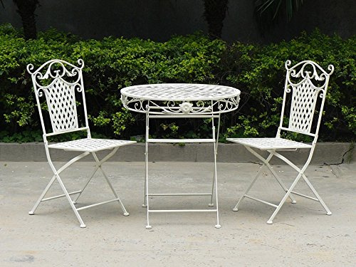 Way Home Store Set Tavolo e Due sedie in Ferro Bianco da Giardino