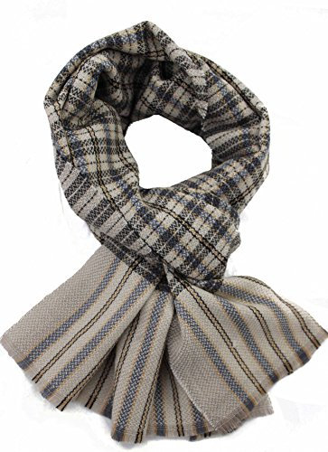 Rotfuchs Webschal Karo modisch anthrazit beige reine Wolle Made in Germany