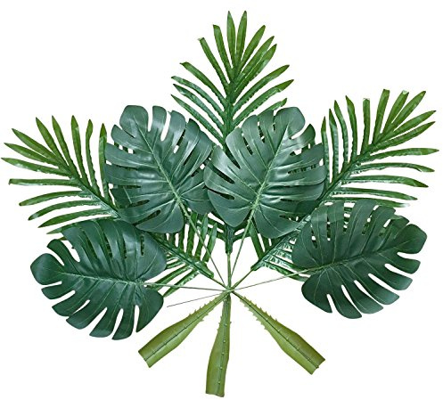 ShoppeWatch Branches Feuilles de Palmier Artificielle (20 pièces) | Monstera Artificielles Deco Maison | Fausse Plante Deco Hawaienne Tropicale Jungle | Plante Verte Artificielle Decoration Maison A49