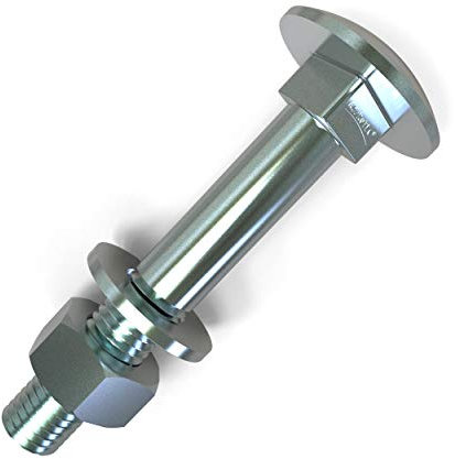 50 x Boulons M5 x 50 tête ronde collet carré Vis TRCC avec Écrou et Rondelle Longueurs 20-80mm choix: 50x M5x50