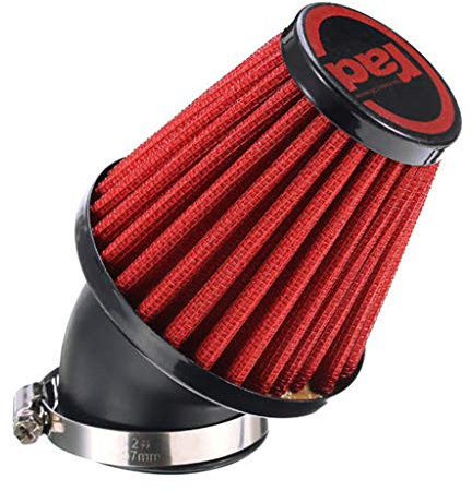 48mm Motorcycle Air Cone Filter, PSLER Motorcycle Air Filters for Scooter, 45 Degree Bent Hose, Universally Used for Motocross Pocket Bikes(Red)