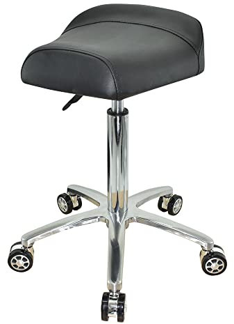 VAKON SALON - Breitsitz Rollhocker höhenverstellbar von 55-75 cm, Drehhocker, Rollhocker, Praxishocker, Bürohocker, Arbeitshocker