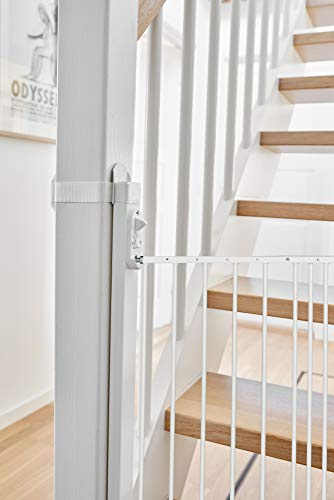 BabyDan NO Borrning massivt trä universell trappadapter installationssats gör att säkerhetsgrindar kan monteras på trappor pelstolpar balustrar, vit
