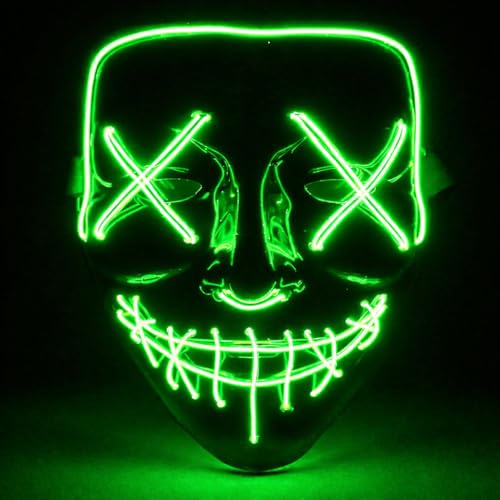 TK Gruppe Timo Klingler LED Halloween Maske - wie aus Purge steuerbar, Gesicht leuchtend, für Halloween, Fasching & Karneval als Kostüm für Herren & Damen (Farbauswahl)