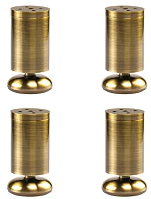 SJASD 4 Stück Metall Möbelbeine, Verstellbare Ersatzbeine Möbelfüße Riser, Zinklegierung,Runde Sofabeine Tischbeine für Möbel Bettrahmen Ottomane,Messing,15cm(6inch)