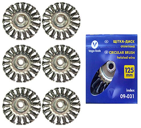 Lot de 6 brosses circulaires torsadée Ø125mm métalliques ondulées