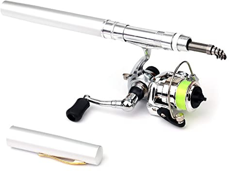 doorslay Angelrute Reel Combo Pocket Faltbare Angelrute Reel Combo Pen Angelrute Kit Teleskop Angelrute Spinnrolle Combo Kit