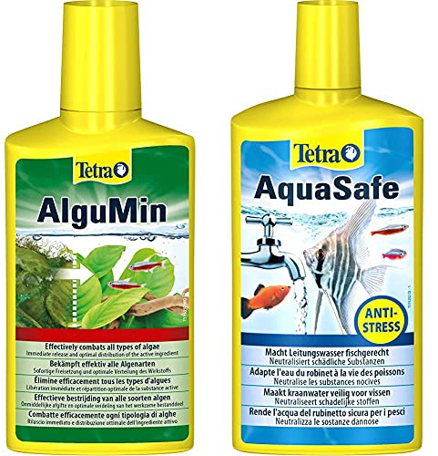 Tetra Algumin, Combatte Efficacemente Ogni Tipologia Di Alghe - 250 Ml & Aquasafe, Rende L'Acqua Del Rubinetto Sicura, Neutralizza Le Sostanze Dannose Per I Pesci - 500 Ml