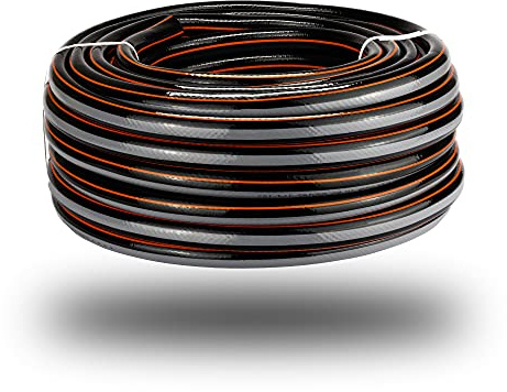 Bortaberg Flexible 4-Layer Hose 1/2(12.5mm) inch, Carbon, 15-100m Water Hose Pipe for Home Garden Patio and Car Cleaning, 25 bar Burst Pressure, Keeps its Shape, Spiral mesh Textile (15)
