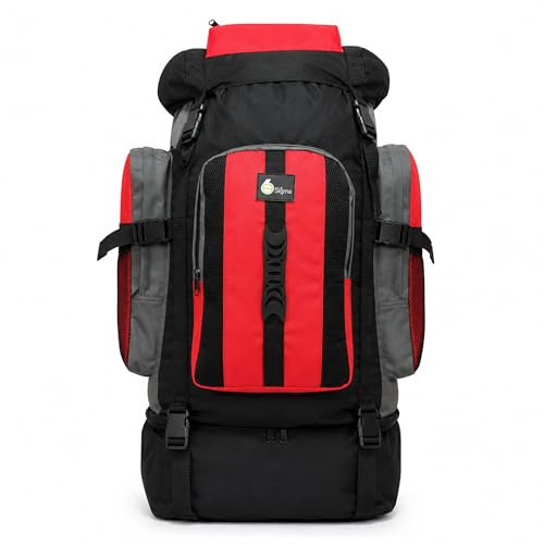 SiXsigma Sports 120 L extra stor ryggsäck för resor camping – snabbtorkande stor ryggsäck för camping, fiskeryggsäck och vandringsväska – idealisk vandringsryggsäck för män och kvinnor, Röd, 120 Litre