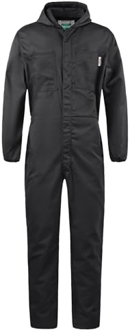 Yukirtiq Combinaison de Travail pour Homme Agriculteur Combinaison Chantier Cote de Travail Jardinage Combinaison Capuche Travail, Noir, M