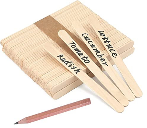 50 Wooden Plant Labels and Pencil Marker Sticks Garden Seed Pot Tray Name Tag