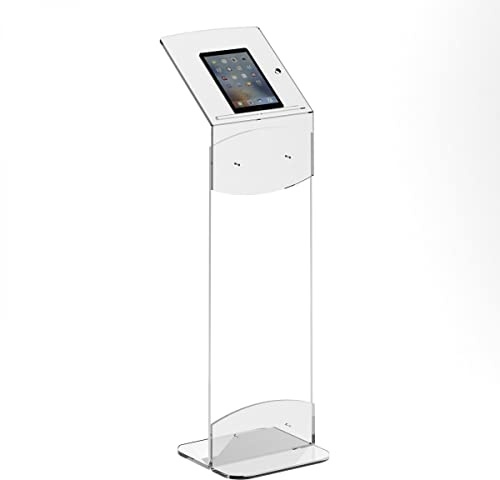 DesignPlex Supporto da terra per Tablet, ipad, smartbook, netbook realizzato in plexiglass trasparente, personalizzabile con proprio logo - Misure totali: L 35 x P 40 x H 110 cm