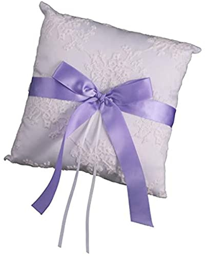 INVEES Cojín de anillo de boda con perlas vintage, 20 x 20 cm, color morado