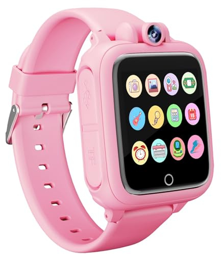 Diswoe Reloj Inteligente Niños, Smartwatch Niña 3 4 5 6 7 8 9 10 11 12 años, Regalo Niña con 14 Juegos, Cámara Giratoria de 90°, Despertador y HD Pantalla Táctil, Regalos para Niños y Niñas