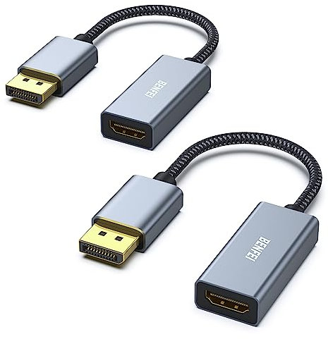 BENFEI Confezione da 2 cavi adattatori da DisplayPort a HDMI (2K 60Hz, 1080p 120Hz) convertitore unidirezionale da DisplayPort a monitor HDMI, compatibile con HP, Dell, GPU, AMD, NVIDIA, altri, da