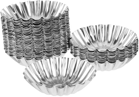 Cabilock 50pcs Egg Tart Mold Baking Pans Muffin Mold Quiche Pans Ensaymada Molder Filipino Stainless Steel Muffin Pan Egg Tart Pan Mini Tart Pans Non Stick Cake 430 Stainless Steel