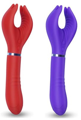 Guspiun Multifunktion Doppelkopf-VibratorSilikon Massagestab mit 7 Vibrationsmodi Vibratorstarb Frauen Klitoris G-Punkt Stimulator Penis Massagegerät Paare Erotik Masturbieren Sex Spielzeug (Lila)