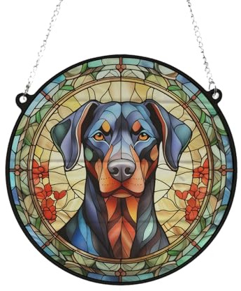 Doberman Stained Glass Effect Suncatcher Gift for Dog Lovers - 13cm