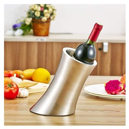 Seau à glace isotherme à double paroi en acier inoxydable de 2 L, seau à glace en corne oblique, seau à champagne à double paroi avec couvercle et pince