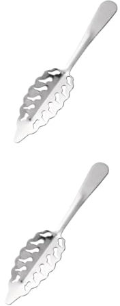 Cabilock 2 Piezas Filtro De Hielo Cuchara De Absenta Colador Cuchara Ranurada Cuchara De Esferificación Cucharas De Absenta Cuchara De Vino Cucharillas Culinarias Skimmer Ranurado