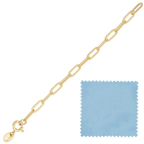 GOMAKERER 1 Pc 925 Sterling Silver Necklace Extender, Golden Removable Chain Extenders with Polishing Cloth Bracelet Extender for Necklace Bracelet Anklet Jewelry Extension Women 3.3inch(8.5cm)