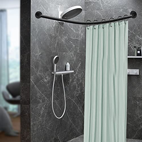Duschvorhangstange Gebogen L Form Badewanne Duschstange Ecke Badewanne Teleskopstange Eckduschstange für Umkleidekabine Ankleidezimmer Schlafzimmer