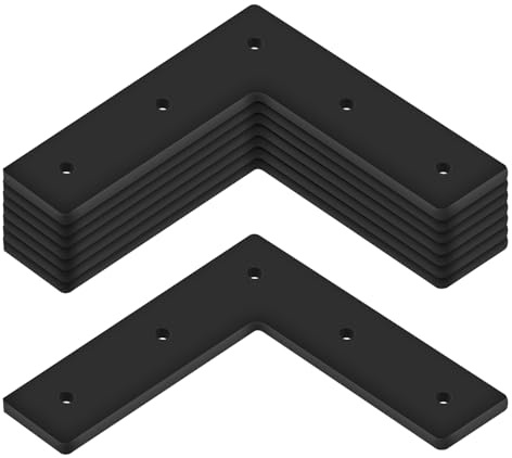 Andorm 8 Pack 6 L Mending Plate Heavy Duty 6 x 1-5/8 inch Black Steel Flat Corner Brace Bracket with Holes, Thickness 5mm