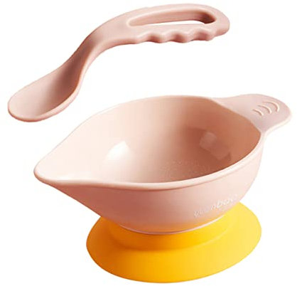 JOINPAYA Silikon Schüssel Und Löffel Mit Saugnapf Auslaufsichere Babybrei Schüssel Für Erste Beikost Rutschfestes Teller Kleinkinder Spielerisches Selbstständiges Essen Fördern
