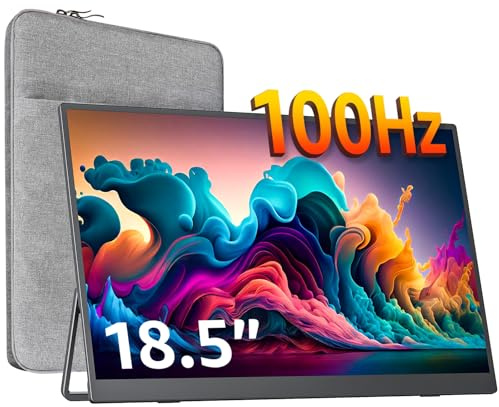 cocopar Portable Monitor 18.5 Inch 1080P FHD 100Hz 120% sRGB Travel Monitor with Speaker HDMI USB-C Second Screen for Laptop MacBook Surface PC Xbox PS4/5, VESA Mountable, with KickStand
