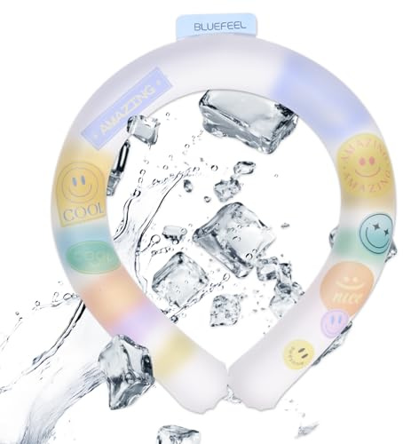 BLUEFEEL Neck Cooler Ice Ring | Wearable Cooling Tube Neck Wrap with Gel Ice Pack | Personal Air Conditioner for Heat Relief, Outdoor Activities, Hot Summer - Instant Freeze Below 64°F (Smile)