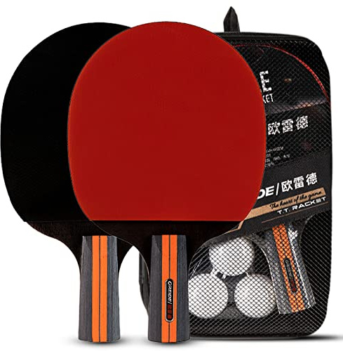 Pingpong-Schläger-Set, 2 Tischtennisschläger, 3 Bälle mit tragbarer Tasche, professioneller 4-Sterne-Pingpong-Schläger für Trainer, Amateure, Anfänger, Fortgeschrittene, Training, Vereinswettkämpfe