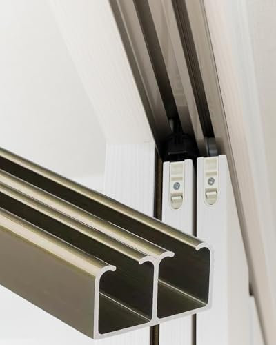 Minglez Sliding Door Kit 4/5 / 6/8 / 10/12 Ft Barn Door Hardware Kit for 2 Doors, Bedroom By-Passing Door Track Set for Top Hung, Interior Sliding Door Rail Wall Mount(Style 1,12.6FT/383cm)