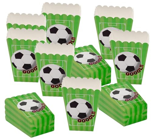 Caja de palomitas de maíz de fútbol de 24 piezas CHUNLINLAODA Popcorn Box de Fútbol Decoración De Fiesta Temática De Fútbol Cajas De Golosinas De Palomitas De Maíz para Cine y Fiestas (verde)